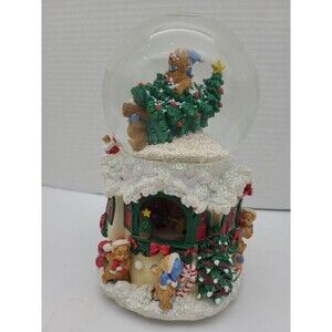 San Francisco Music Box Co Snow Globe Animated Bear Christmas Deck the Halls